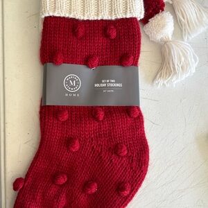 Martha Stewart Festive Red Stockings with White Trim